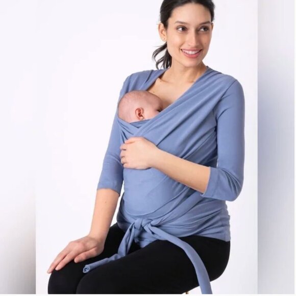 Seraphine Tops - Seraphine Blue Skin to Skin Wrap Top Size M Cotton Maternity Nursing Bonding